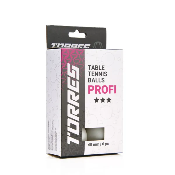 Мяч для наст. тенниса TORRES Profi 3*, TT23012, диам. 40+мм, упак. 6 шт, белый за 338.30 ₽ в Ростове-на-Дону