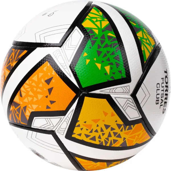 Мяч футзал. TORRES Futsal Club, FS323764, р.4, 10 пан. ПУ, 4 под. сл, гибрид. сш. бело-зел-оранж за 2&nbsp;264.40 ₽ в Ростове-на-Дону