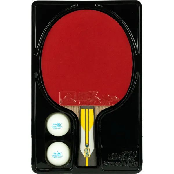 Ракетка для н/т DOUBLE FISH 6A+C, для подвин.,ITTF Appr.,накл. 2,1 мм, конич. ручка+ 2 мяча V40+мм за 3&nbsp;442.50 ₽ в Ростове-на-Дону
